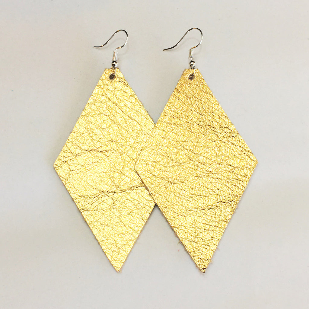 Gold Metallic Earrings - Diamond