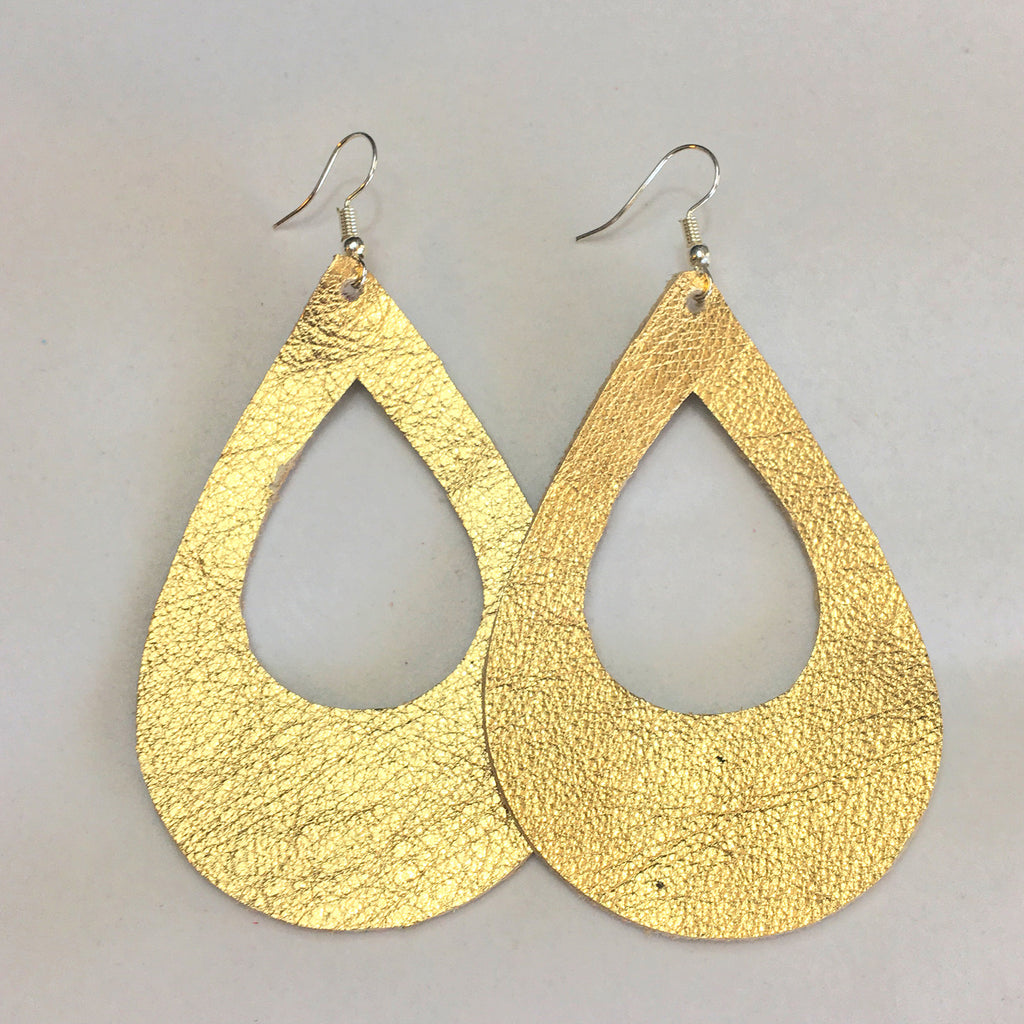 Gold Metallic Earrings - Egg in a Hole