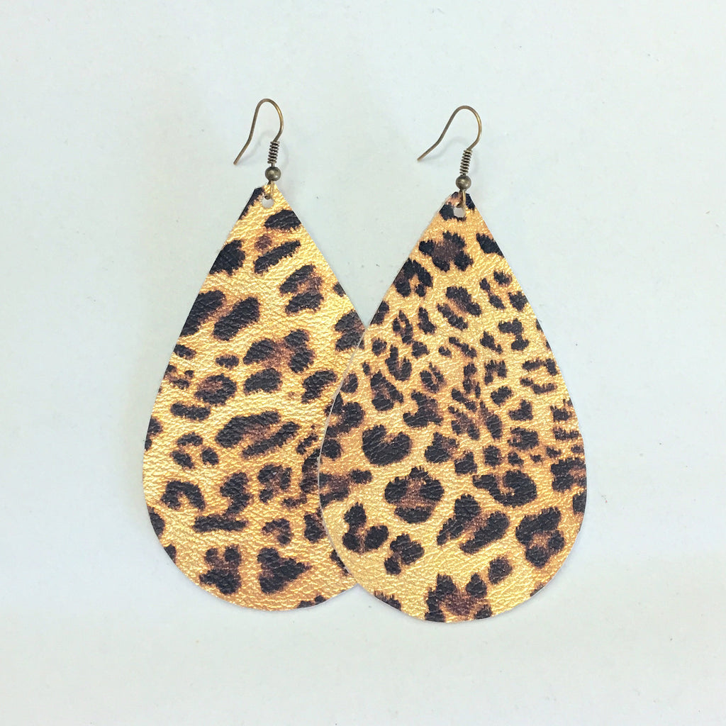 Leopard Metallic Earrings Large - Egg