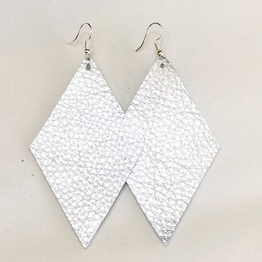 Silver Metallic Earrings - Diamonds