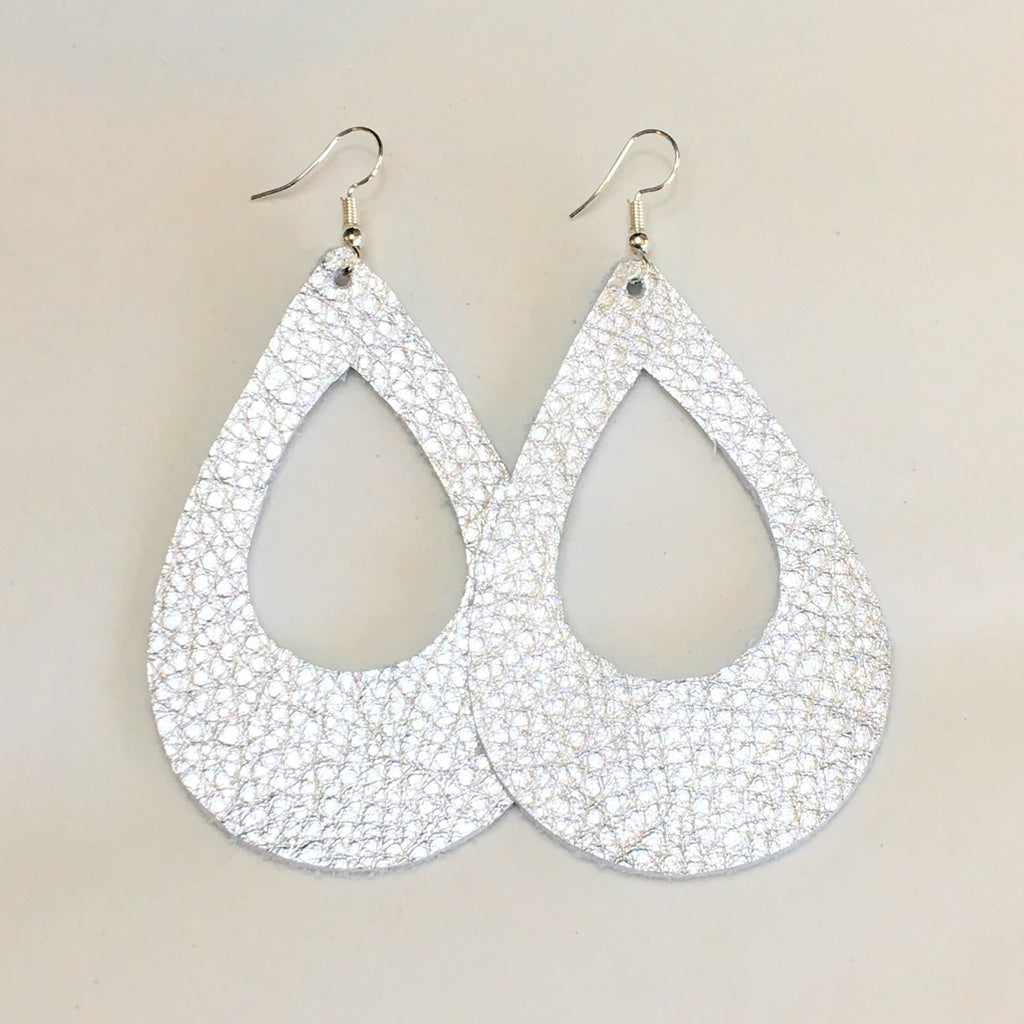 Silver Metallic Earrings - Egg in a Hole