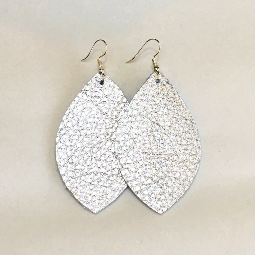 Silver Metallic Earrings - Leaf