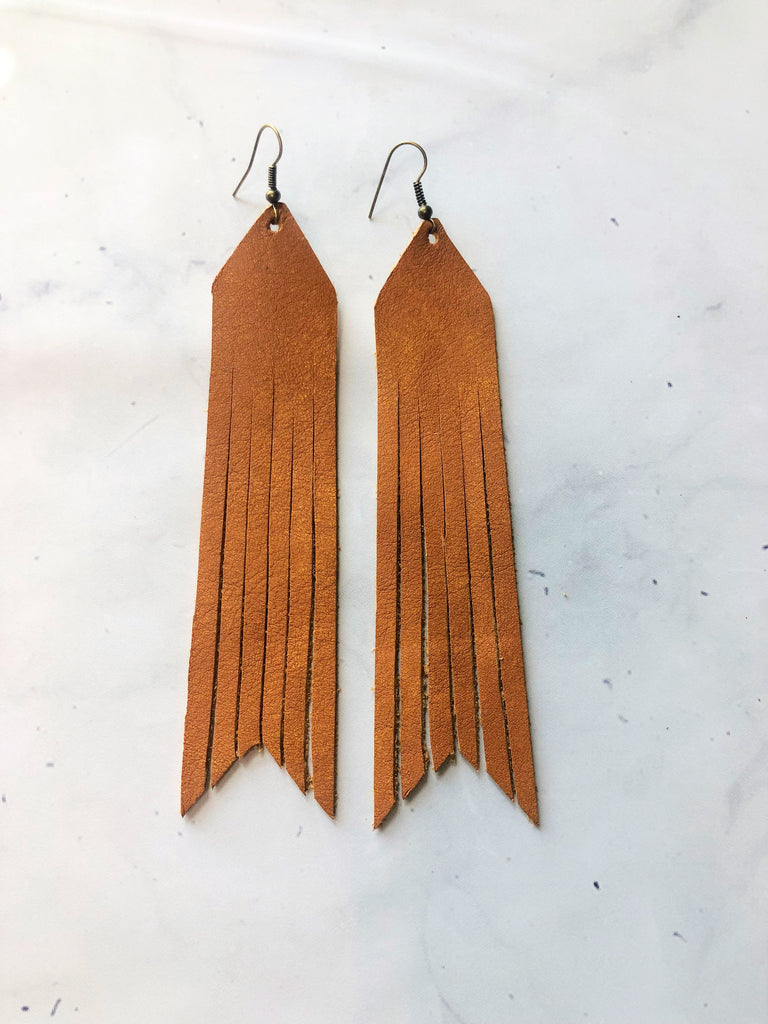 Brown- Courtney Leather Earrings