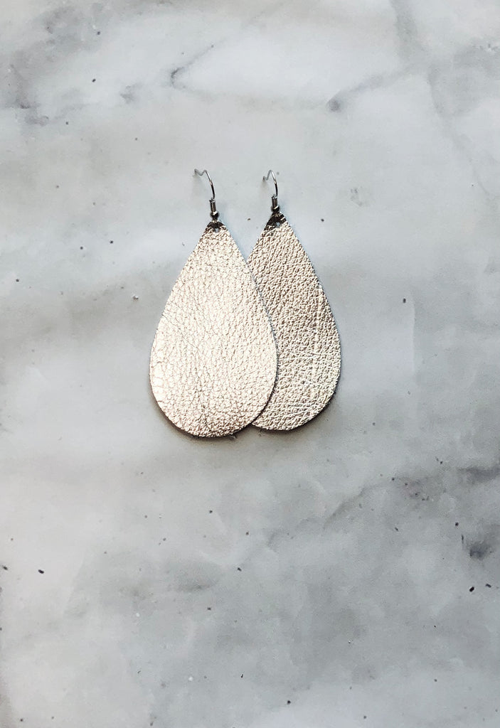 Metallic Silver Earrings- Medium Egg