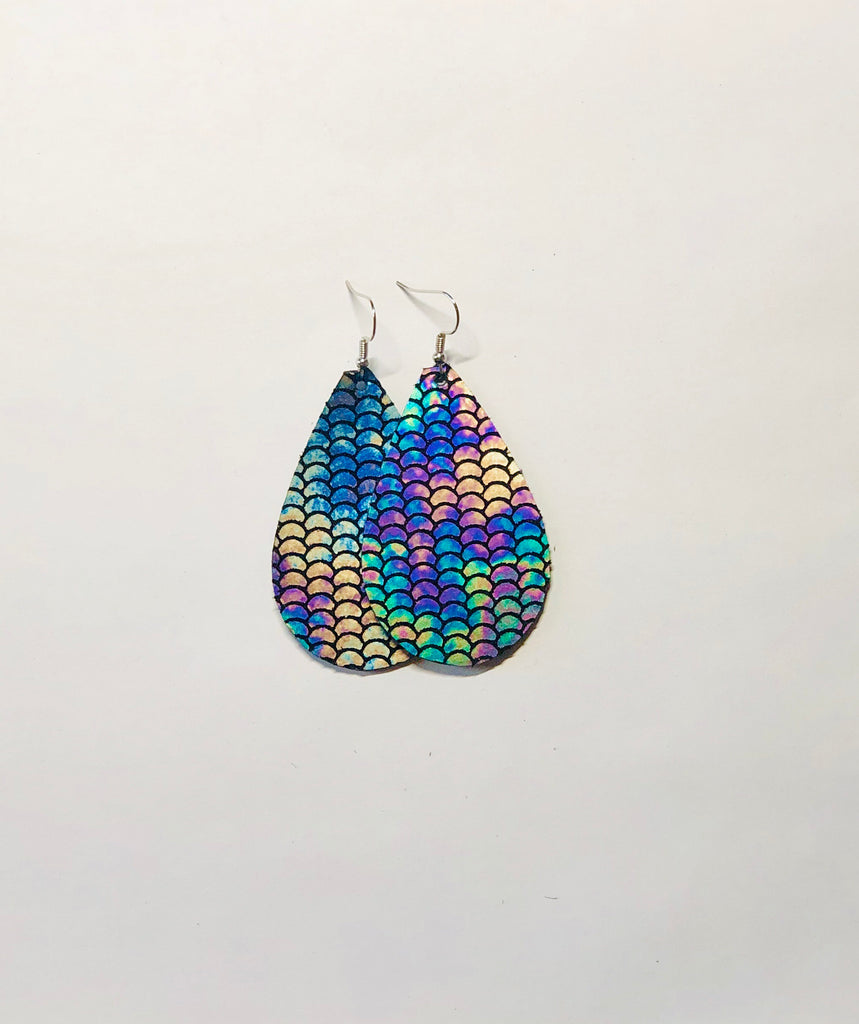 Mermaid Leather Earrings- Medium Egg